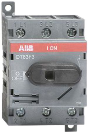 Interrupteur de charge ABB 63A/400V 3L, AC22A gris clair