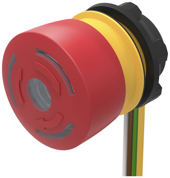 Poussoir lumineux à champignon EAO 84 1NC câble 300mm 5…30V Ø22.3mm rouge/vert