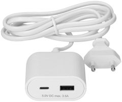 USB-Ladegerät MAX HAURI 1×A+1×C 17.5W 5VDC 3.5A T26 1.5m 240VAC weiss