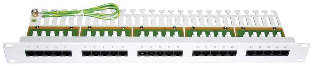 Patchpanel 19" 1HE Voice Kat3 25×RJ45 4p ungeschirmt, hellgrau