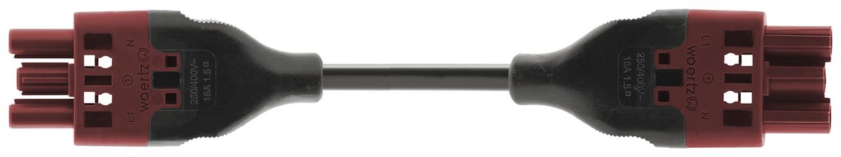 Verbindungsleitung Woertz 49343/C4 3×2.5mm² 250V 20A 10m rt Buchse-Stecker Cca