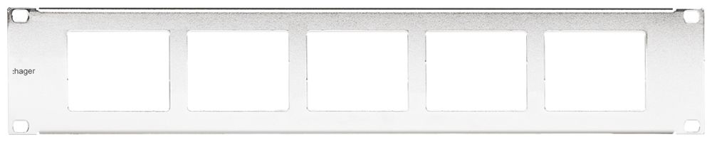 Plaque frontale 19" Hager HMS 2UH pour 5×FLF acier nickelé