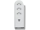 Prise multiple Steffen CLAMP 3×T13 1×USB-A 1×USB-C 1.5m blanc