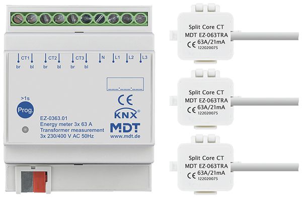 Contatore d'energia KNX AMD MDT EZ-0363.01 1L/3L 63A convertitore 4UM