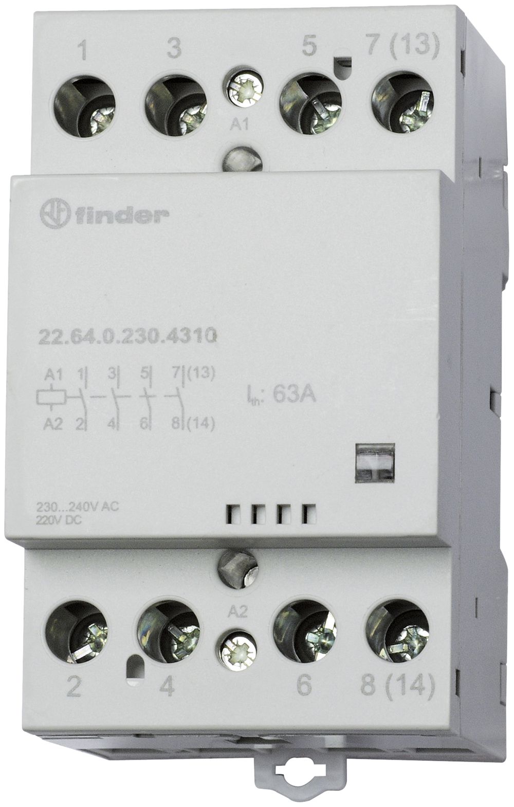 REG-Schütz Finder 22.64, 4S 63A/120VUC AgSnO2, Anzeige, 3TE