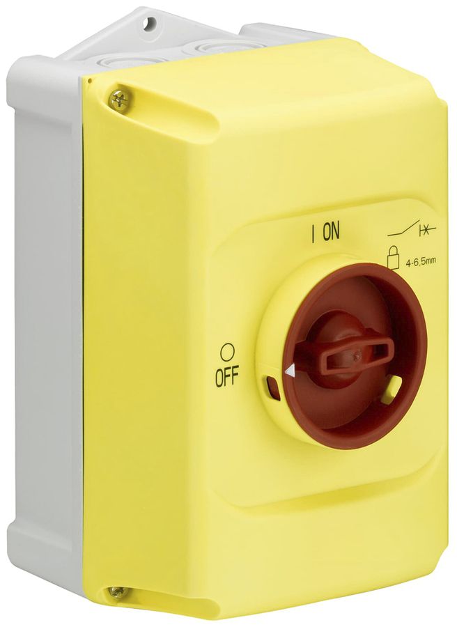Scatola AP ABB IB132-Y, per MS116/132, chiudibile, IP65, giallo/rosso