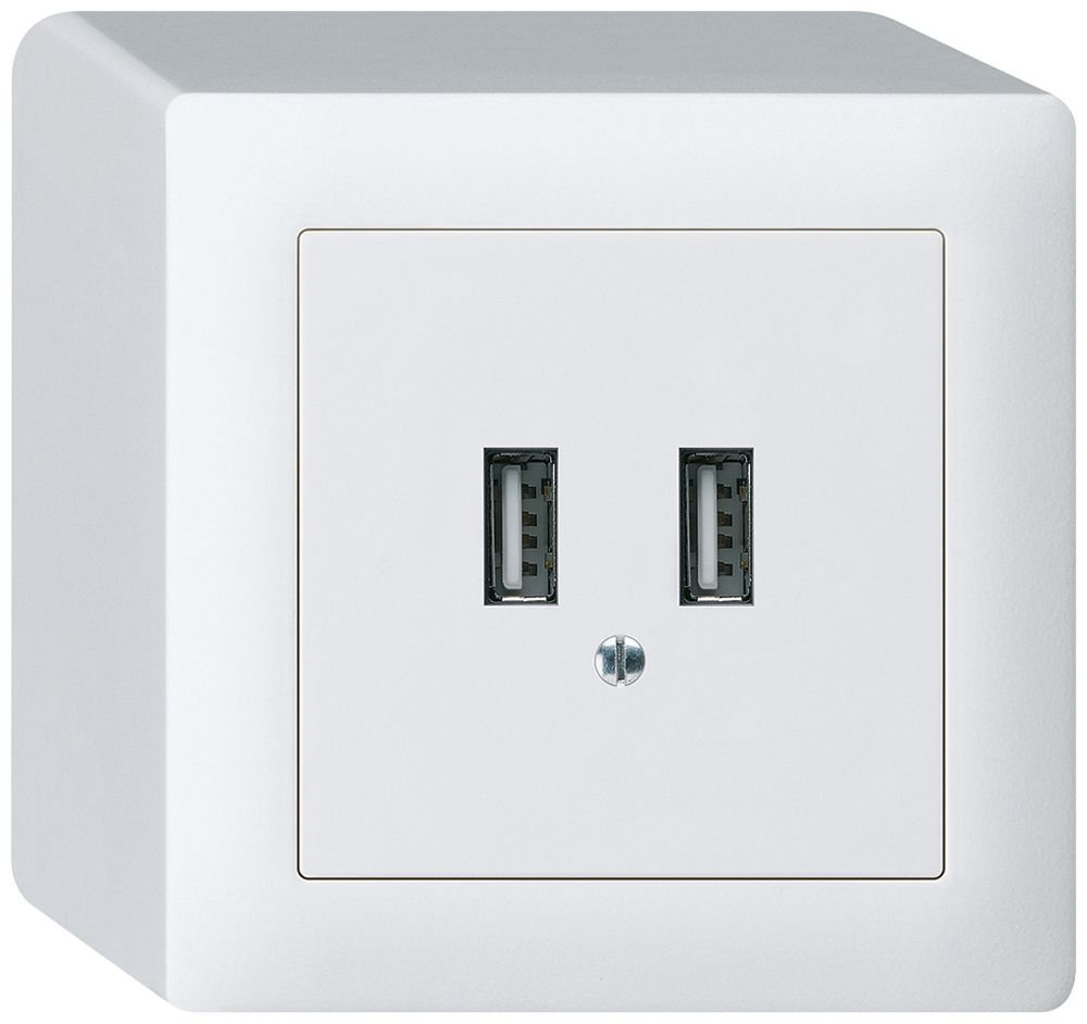 Prise de charge USB AP Hager kallysto 240V 2400mA blanc