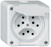 AP-Steckdose robusto 3×Typ 13 weiss