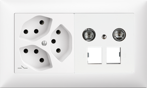 UP-Kombination Edue 1x2, 3×T13 1×S + 2xRJ45 11dB ws