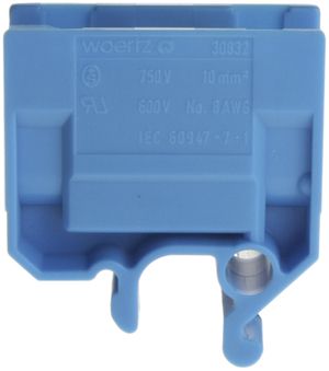 Borne de dérivation Woertz 4…10mm² 57A 750V raccordement à vis 2×1 barre G bleu
