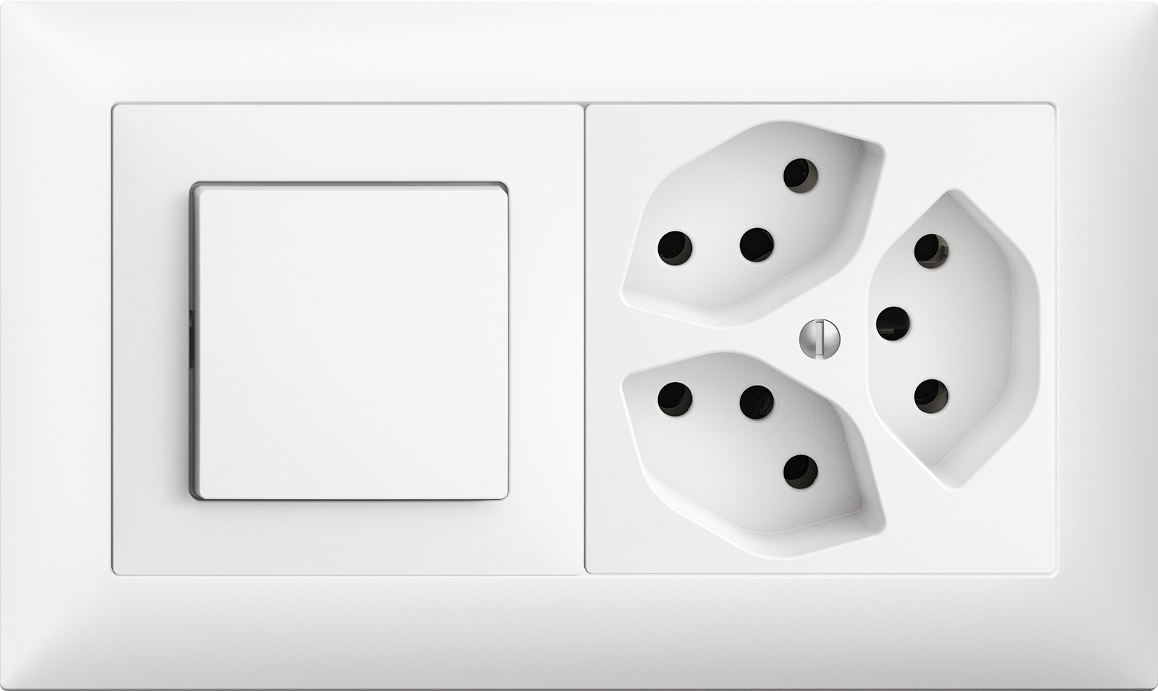 UP-Kombination Edue 1x2, Taster AR + Steckdose 3×T13 ws