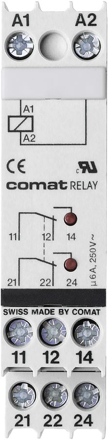 Relais de commande AMD ComatReleco C203.04, 24VDC 2C AgNi 5A 250VAC LED