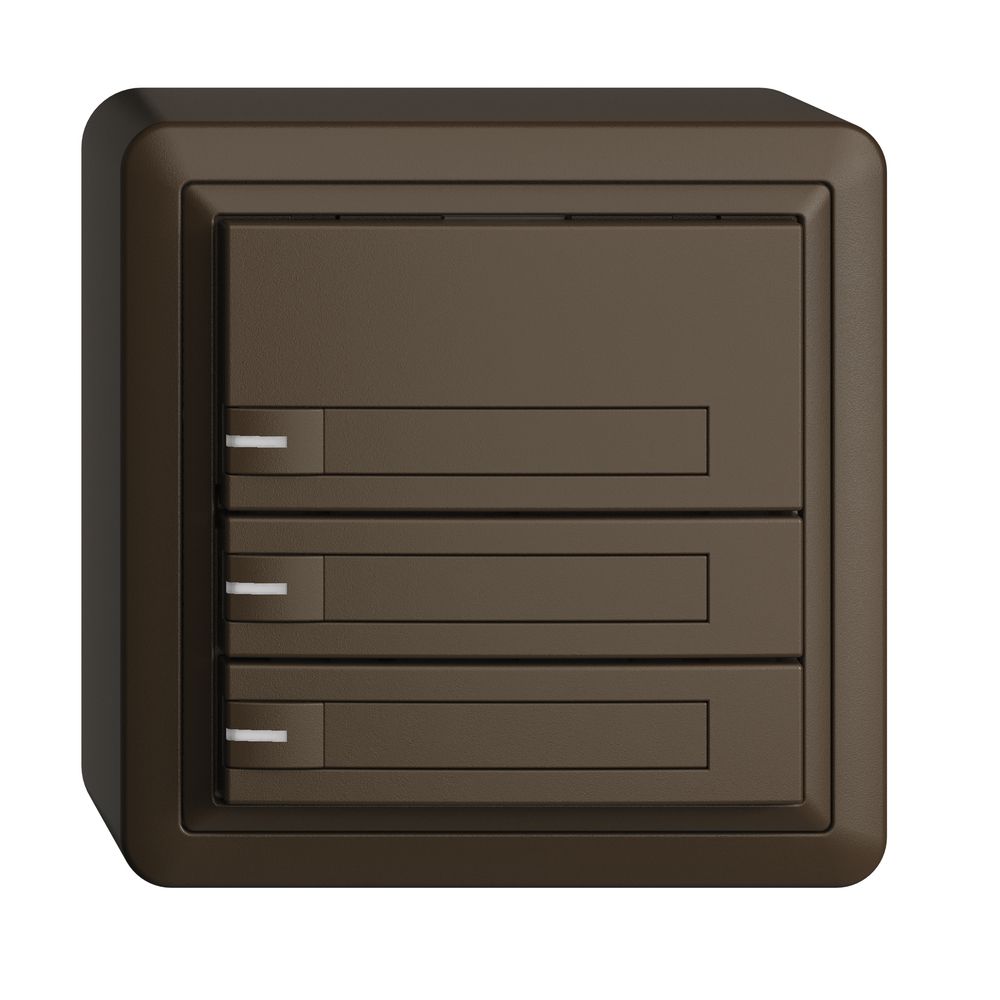 Poussoir KNX RGB AP EDUE, 250mW, a.LED RGB, a.papier, 3×poussoir, 1×touche, cof