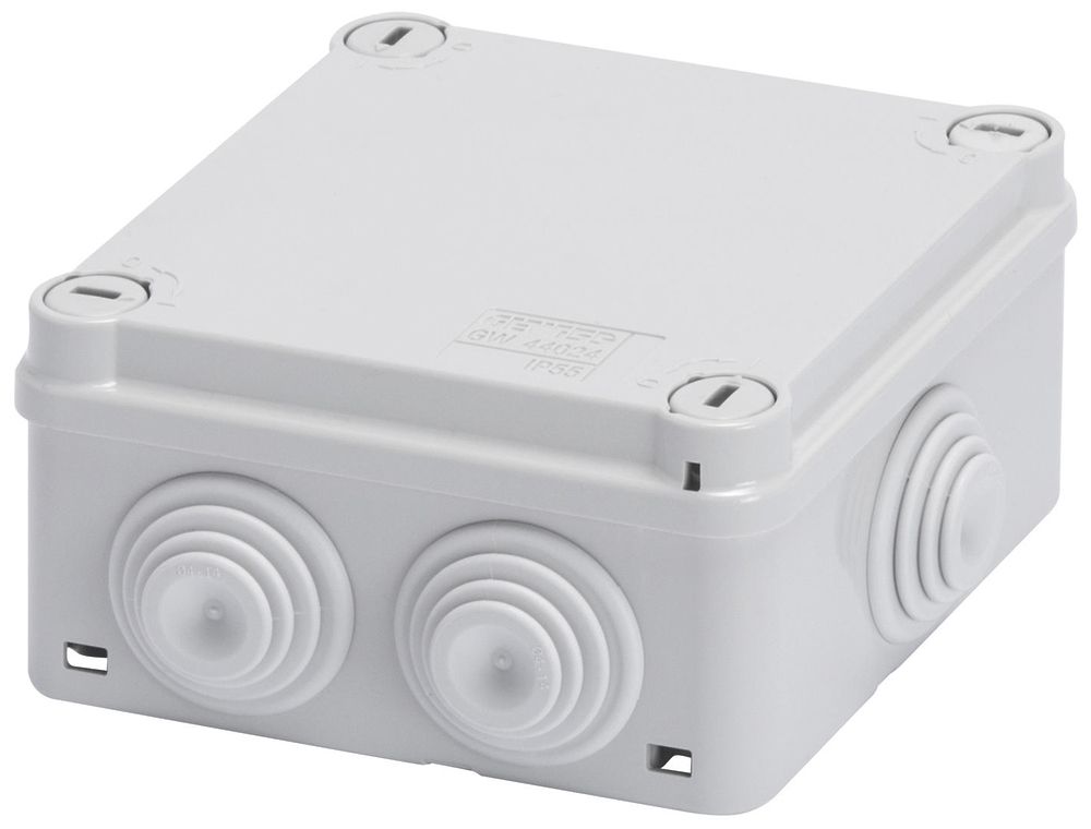Boîte de dérivation AP GEWISS 120×120×58 couvercle à ferm.rapide IP55 s.h. gris