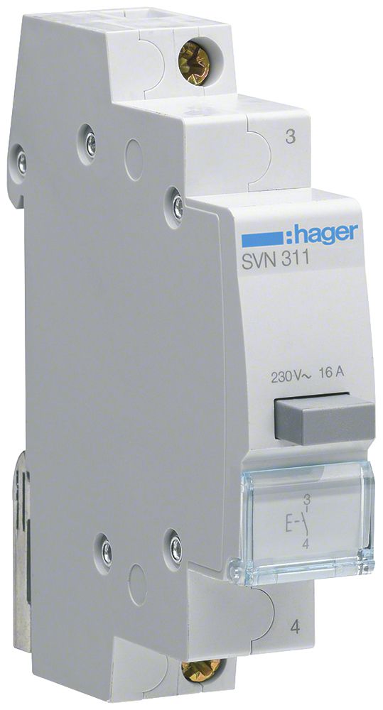 EB-Taster Hager 16A 230V 1 Schliesser 0 Öffner 0 Wechsler Knopf grau 1TE