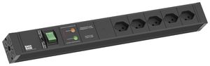 Steckdosenleiste BACHMANN 5×T13 2m mit Schalter und Gerätevollschutz schwarz