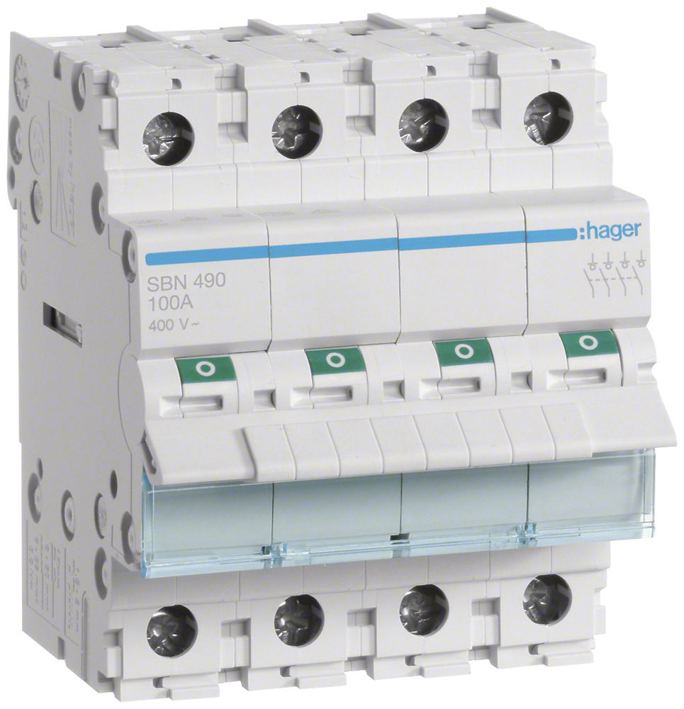 REG-Ausschalter Hager 100A 400V 4 Schliesser 0 Öffner 0 Wechsler 4TE