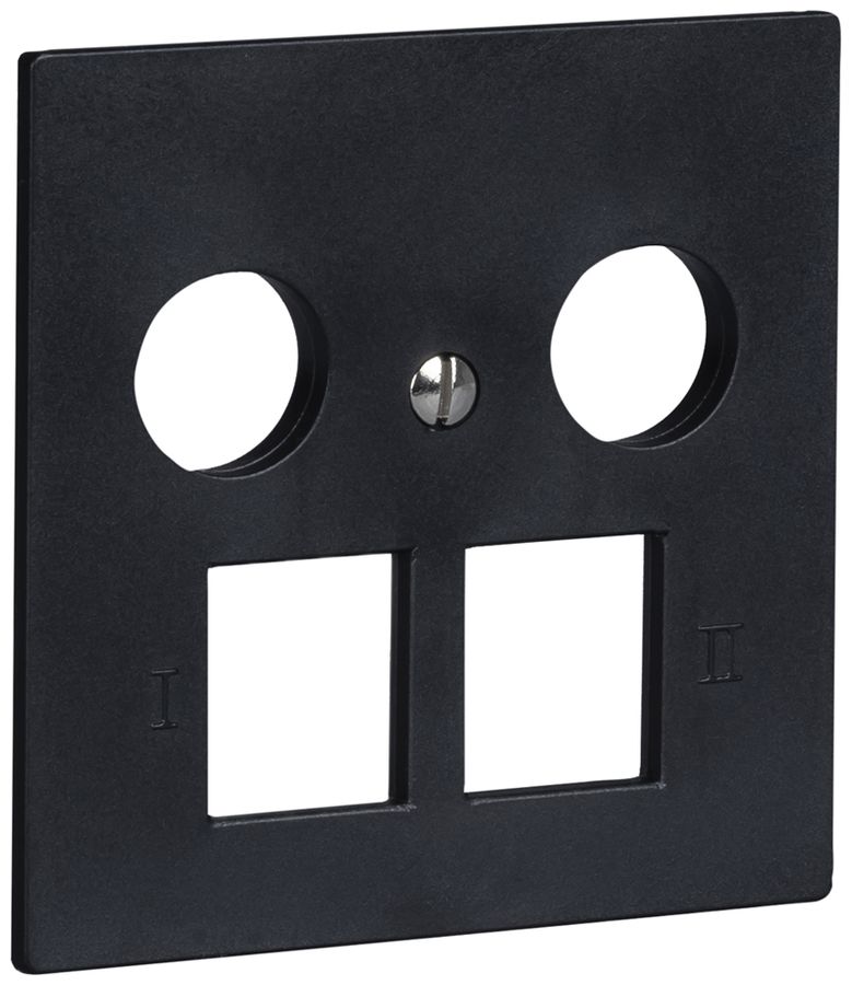 Placca frontale R&M MM 2×RJ45 2×coassiale 60×60mm nero