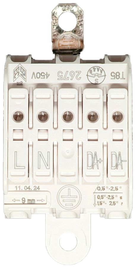 Verbindungsklemme 5P 0.5…2.5mm² Erdungsbügel Beschriftung ws