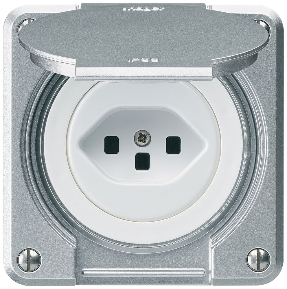 UP-Steckdose robusto A Typ 23 aluminium mit Steckklemmen