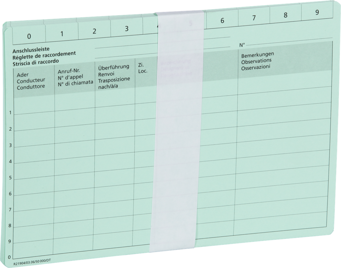 Carte A5 pour réglette de raccordement R&M vert