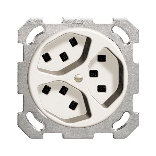 UP-Steckdose 3×T23 16A weiss FH, mit Steckklemmen