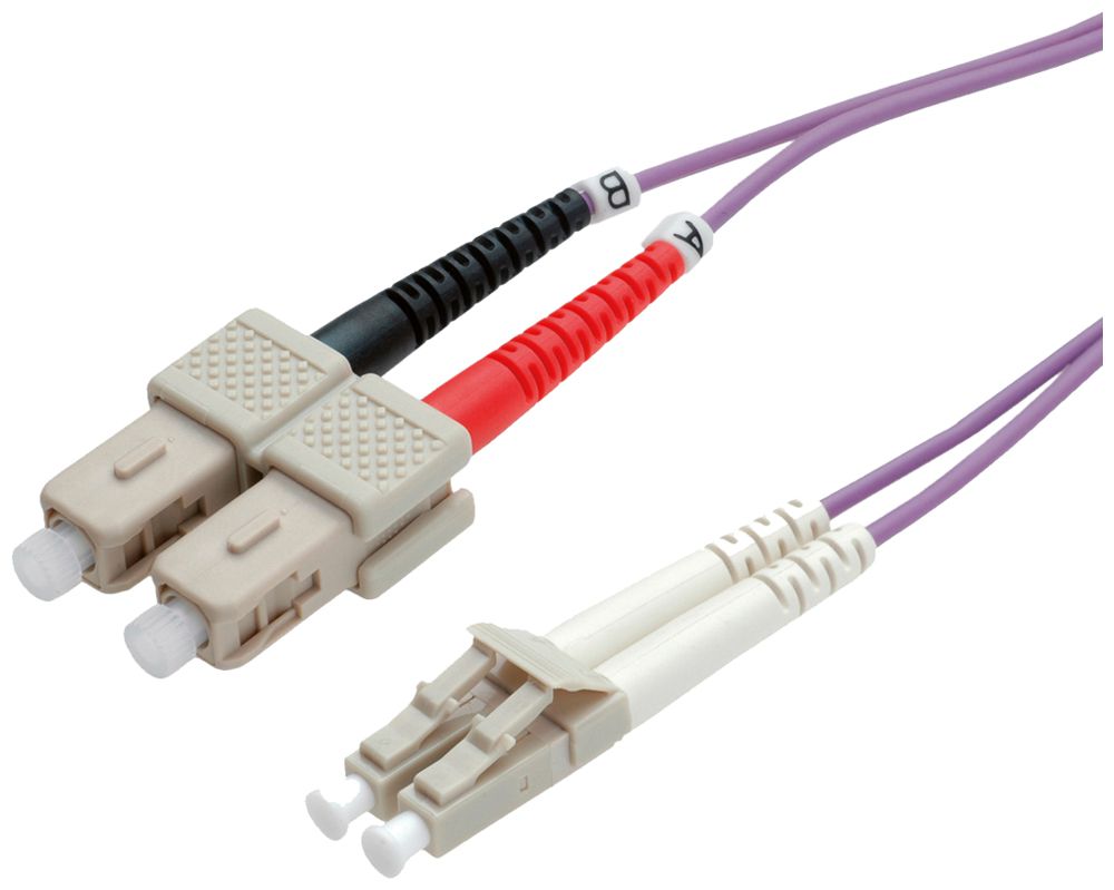 Patchkabel LWL ROLINE 2×OM4 LC-Duplex/SC-Duplex PVC violett 2m