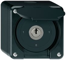 Interruttore a chiave AP robusto IP55 con copertura S0/2P nero