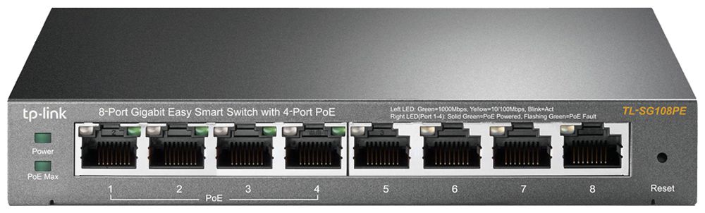 Switch TP-Link TL-SG108PE 8×RJ45 GbE 4×PoE gérable
