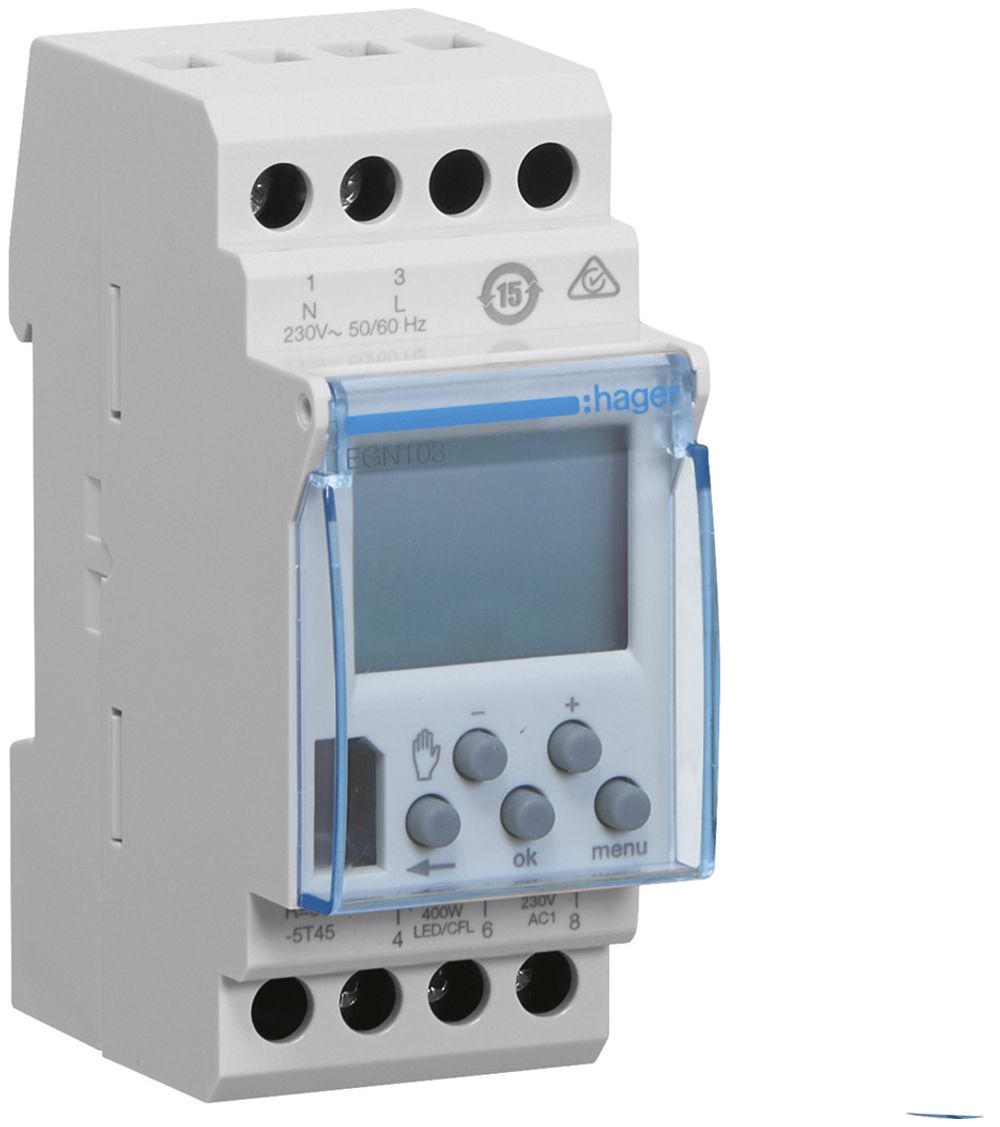 Timer Hager digitale settimanale conforto 1 canale 1 invertitore 10A 2 UM