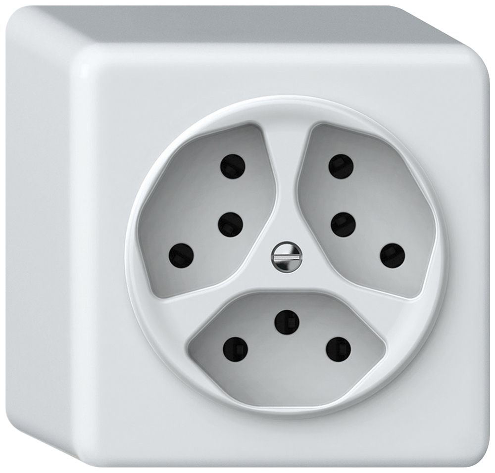 AP-Steckdose origin 3×Typ 13 10A 230V 88×88×54mm weiss