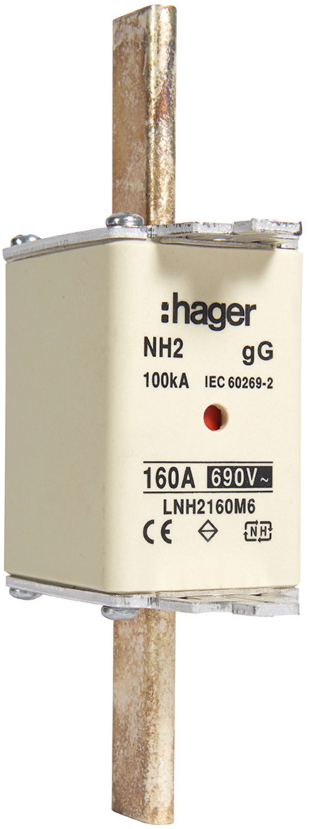 Fusible HPC Hager DIN2c 690VAC 160A gG/gL avertisseur double inoxydable