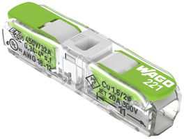 Verbindungsklemme WAGO Green Range 2L 0.34…4mm² mit Hebel gn Transparent