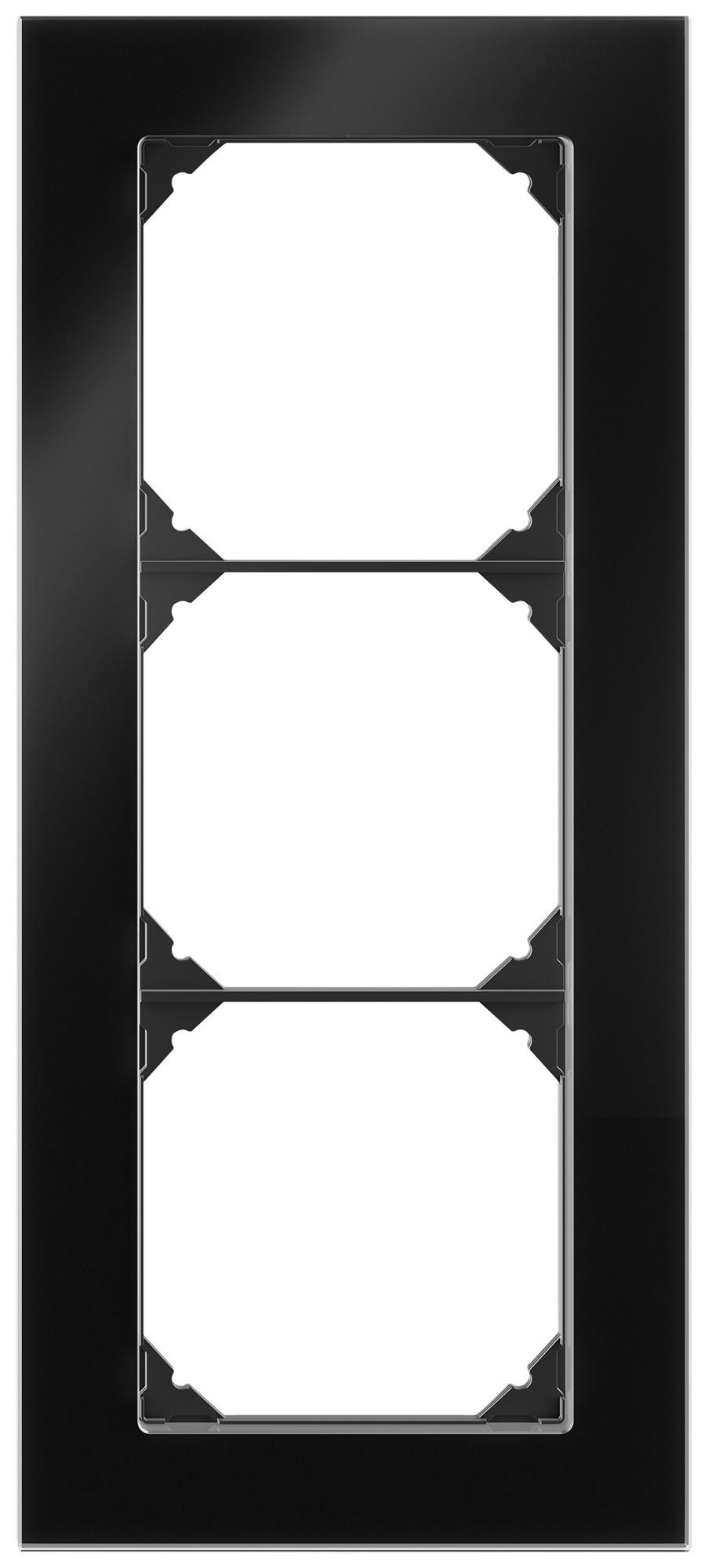 UP-Abdeckrahmen EDIZIO.liv prestige SNAPFIX® 3×1/1×3 214×94mm glas schwarz