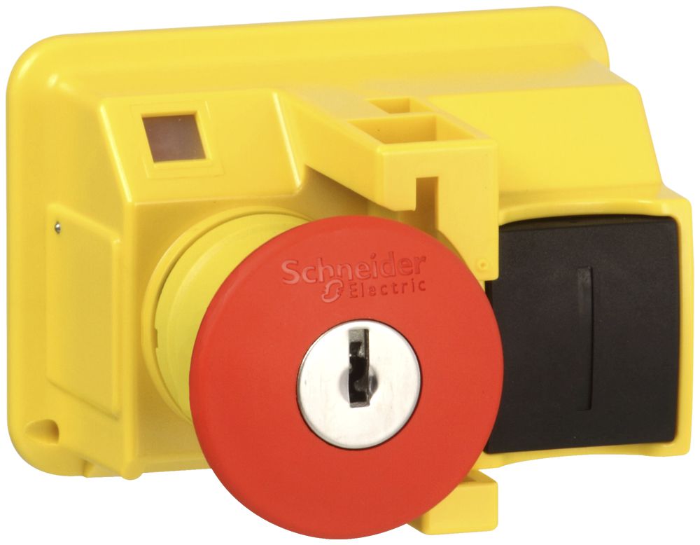 Bouton «coup de poing» arrêt d'urgence Schneider Electric GV2 avec clé