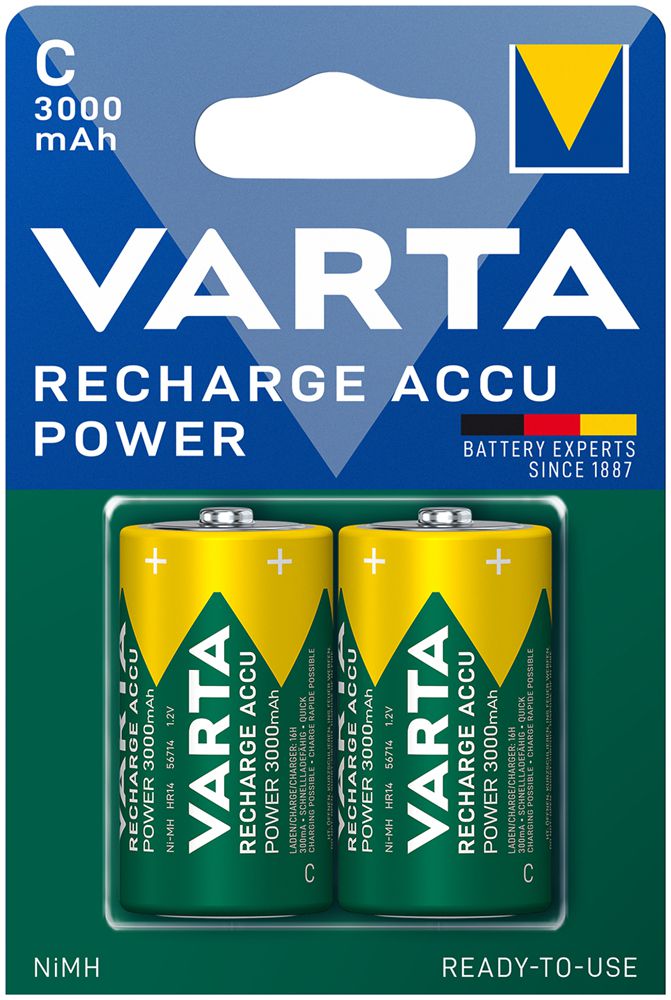 Accu VARTA Ready To Use NiMH HR14/C, 1.2V, 3.0Ah, blister a 2 pezzi