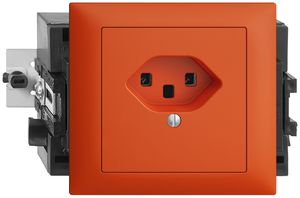 EB-Steckdose EDIZIOdue T23 16A orange 53mm, Schraubklemme