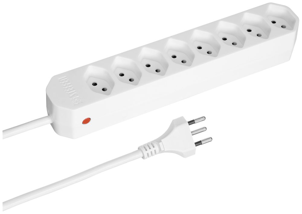 Prise multiple COMPACT 1.5m 8×T13 bouton reset, blanc