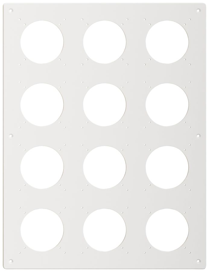 Plaque de montage Feller NEVO SNAPFIX® 4×3 Ø69mm 325×425mm blanc