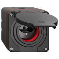 NAP-Steckdose NEVO, 1×T23, IP55 gemäss SN 441011, m.roter Dichtung, schwarz