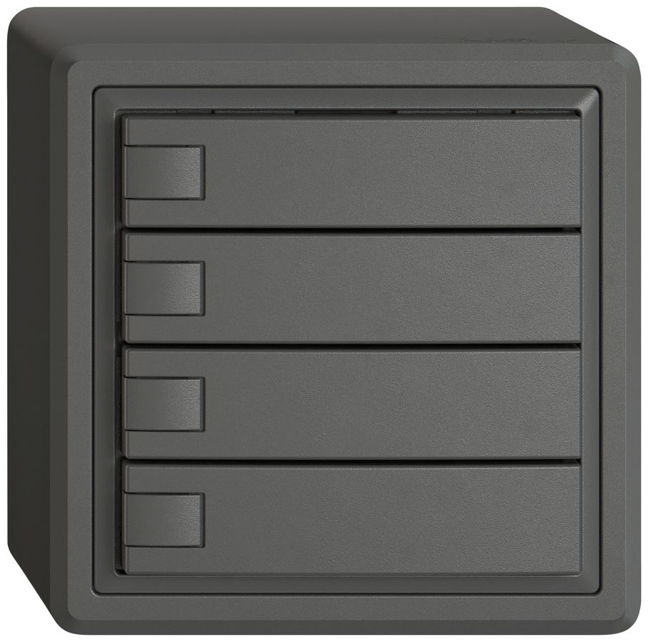 Pulsante universale AP EDIZIO.liv UNI SNAPFIX® s.LED 4× com.1T grs