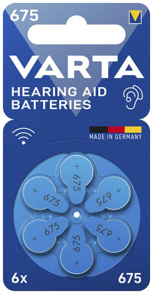 Pila bottone zinco/aria VARTA Hearing Aid 675, blister a 6  pezzi