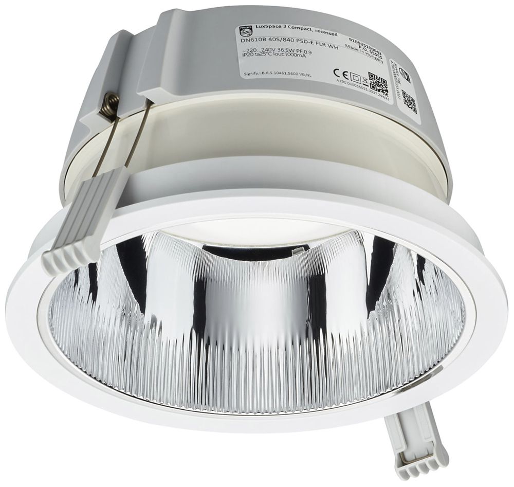 Downlight LED Philips LuxSpace Compact FLR 10.8W 2000lm 840 WB Ø214mm blanc