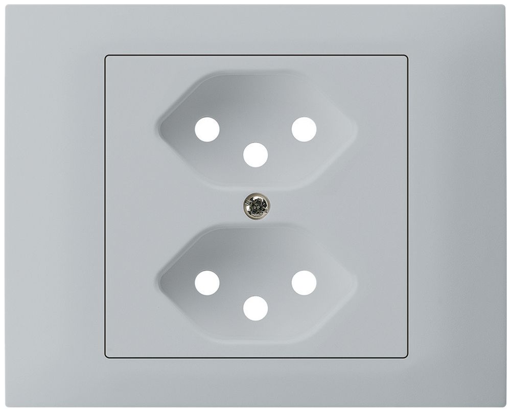 EB-Frontset kallysto f.Einbausteckdose G3 2×T13 Abdeckrahmen schraubbar hellgrau