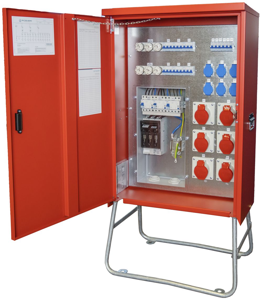 Verteilerschrank Demelectric 100A 69kVA NH00 IP44 rot