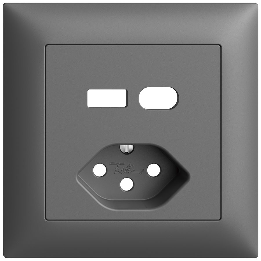 UP-Montageset Feller EDIZIOdue für Steckdose USB Typ A+C + Typ 13 dunkelgrau