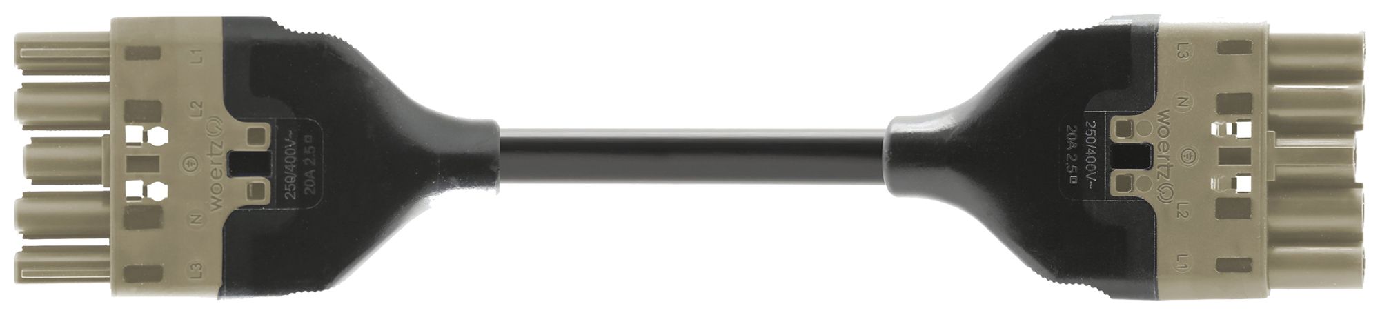 Verbindungsleitung Woertz 49345/C3 5×1.5mm² 400V 16A 10m gu Buchse-Stecker Cca