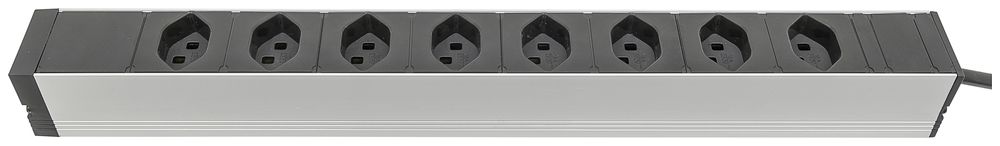 Prise multiple 19" A. Steffen ALU MODULAR 8×T23 3m 1UH noir/aluminium