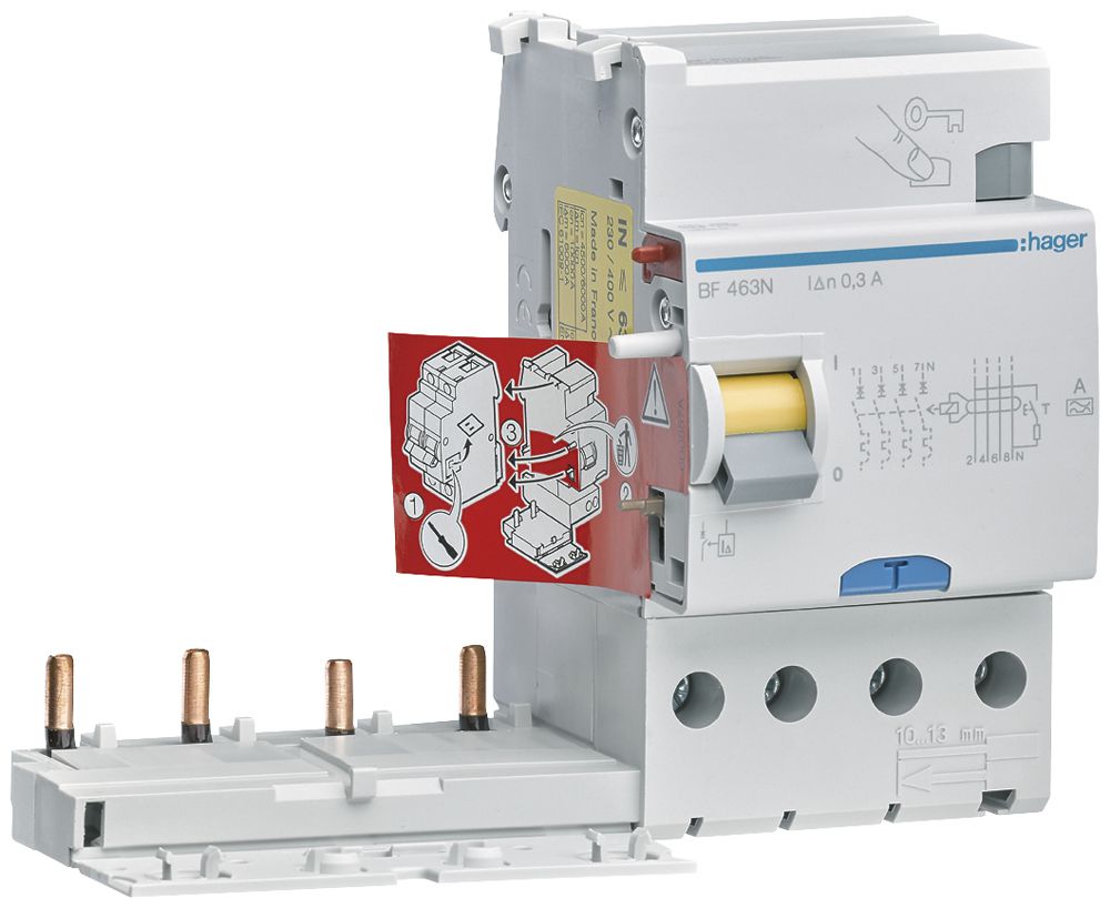 Fehlerstrom-Block Hager 4 230…400V 0.3A A 63A