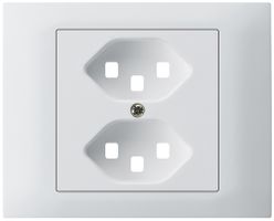 EB-Frontset kallysto f.Einbausteckdose G3 2×Typ 23 Abdeckrahmen schraubbar weiss